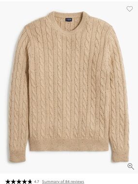 J. Crew Men's Cable-Knit Crewneck Sweater in Beige